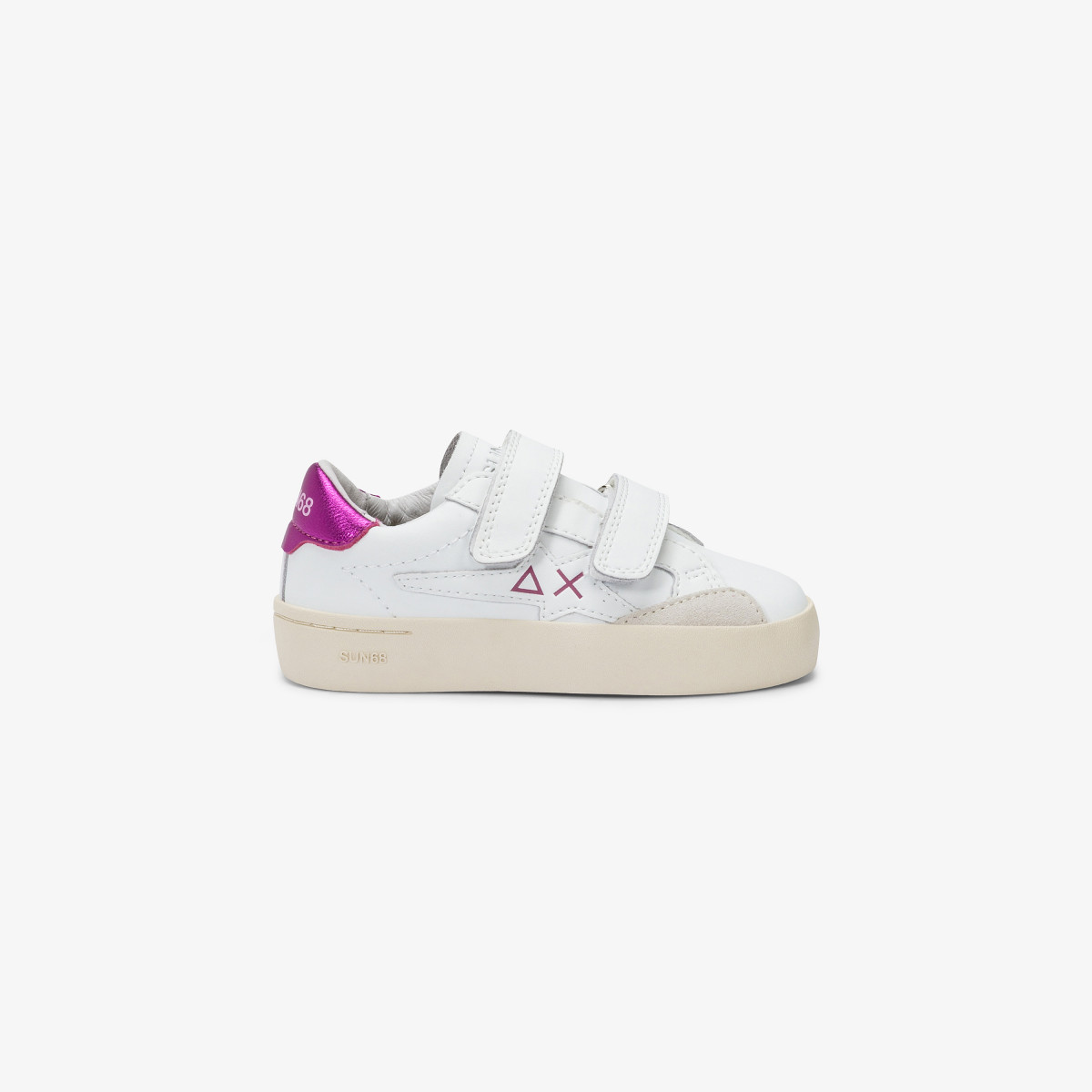 GIRL'S KATY LEATHER (BABY) WHITE/FUXIA