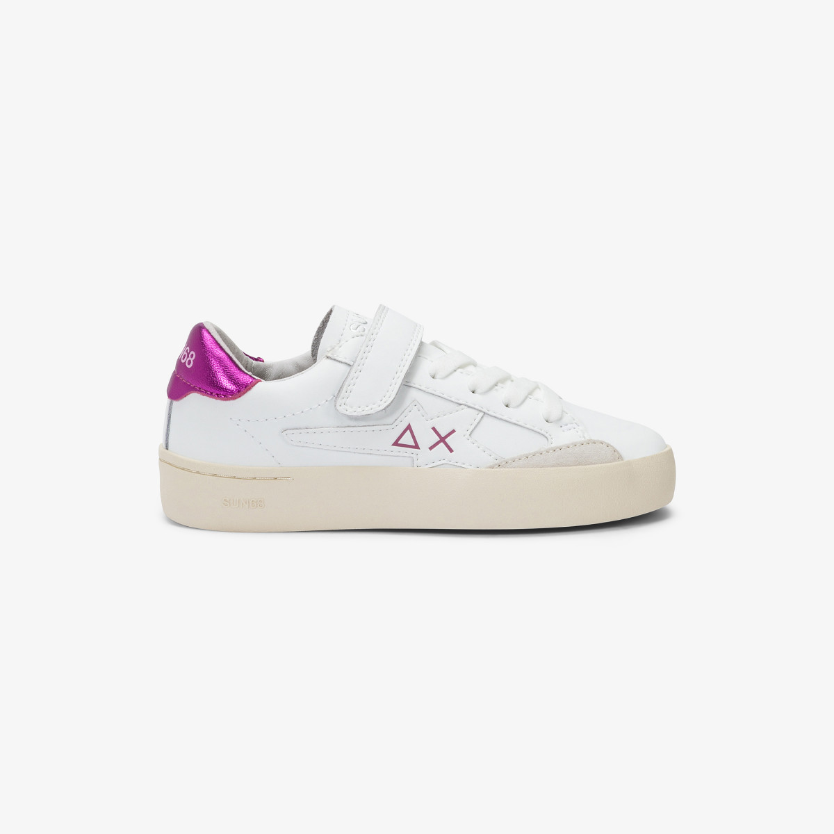 GIRL'S KATY LEATHER (KID) WHITE/FUXIA