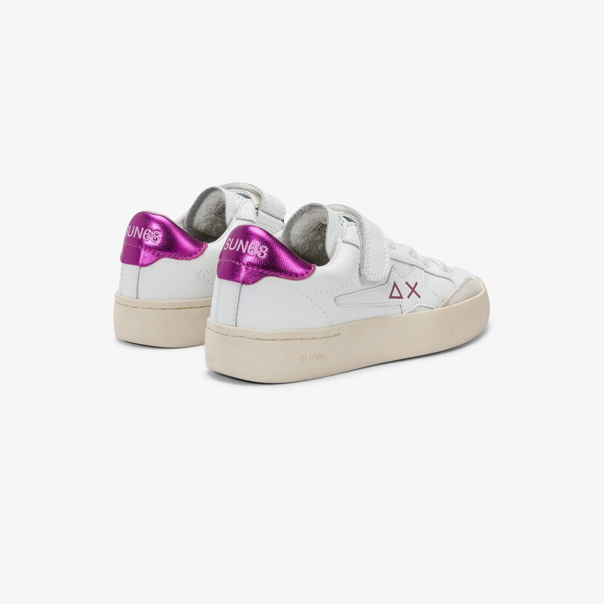Girls’ Katy white and fuchsia leather sneaker