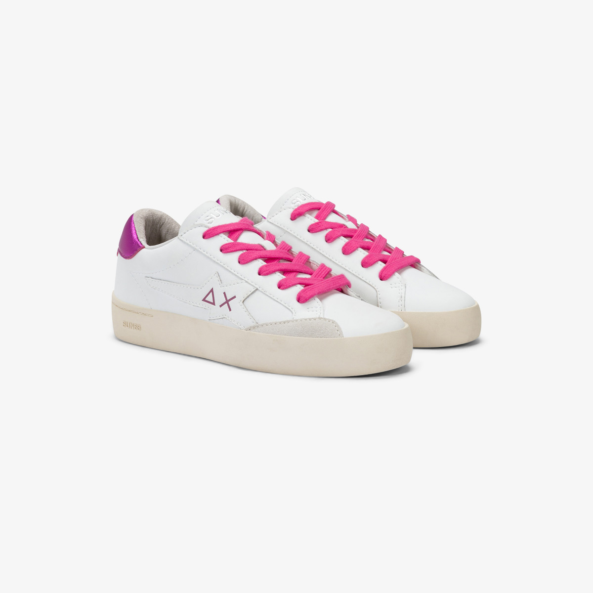 GIRL'S KATY LEATHER (TEEN) BIANCO/FUXIA