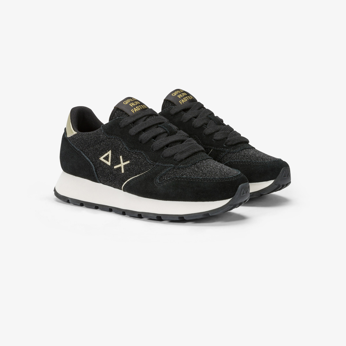 Ally Glitter suede and lurex sneaker BLACK