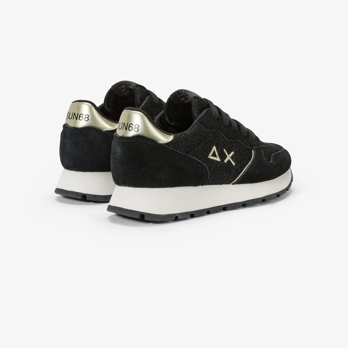 Ally Glitter suede and lurex sneaker BLACK