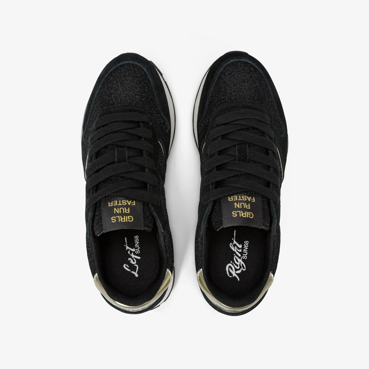 Ally Glitter suede and lurex sneaker BLACK
