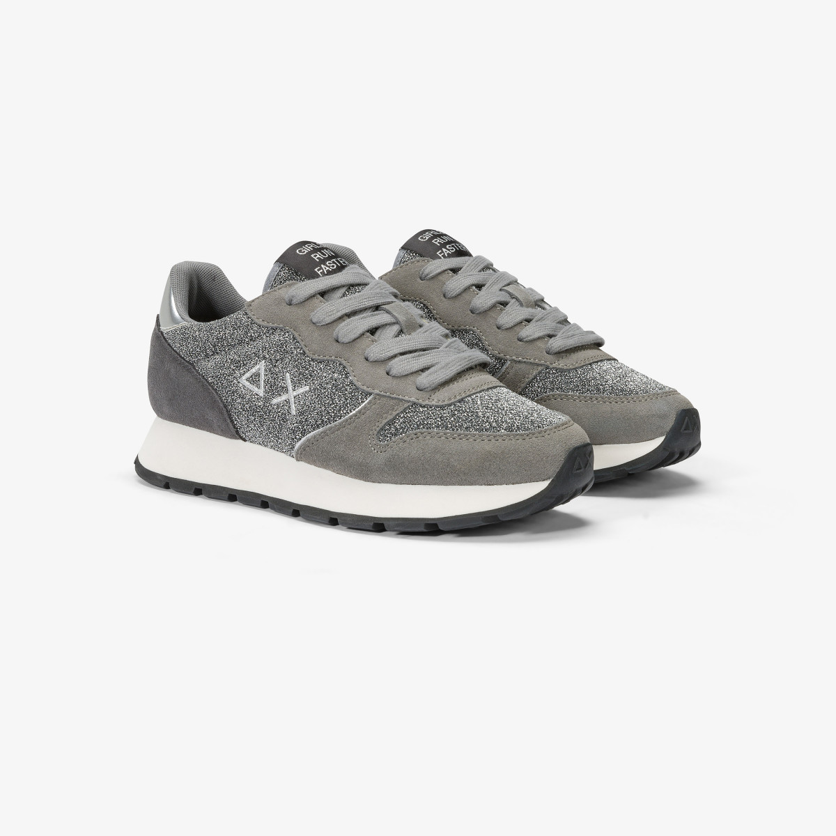 Sneaker Ally Glitter in suede e lurex GRIGIO MEDIO