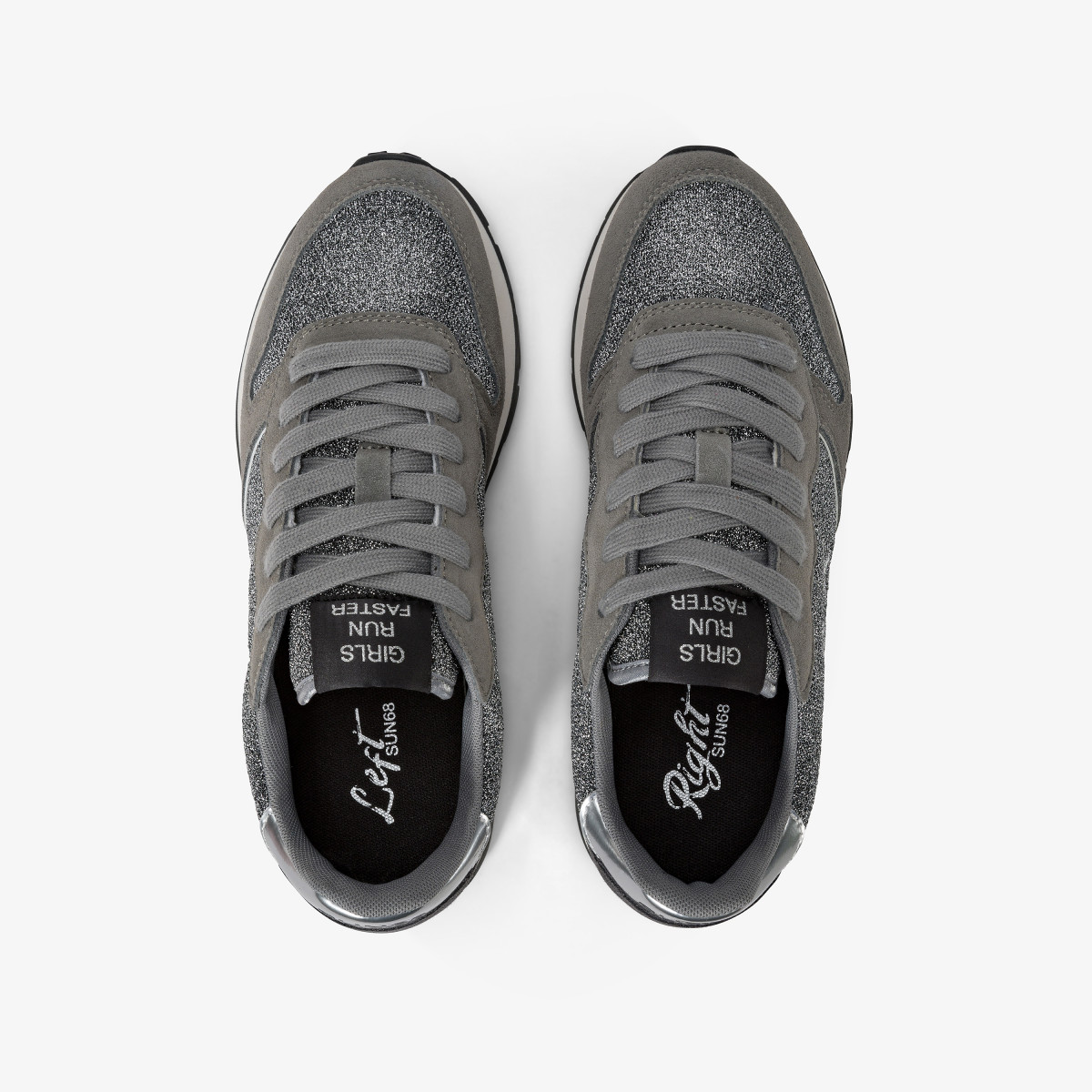 Sneaker Ally Glitter in suede e lurex GRIGIO MEDIO