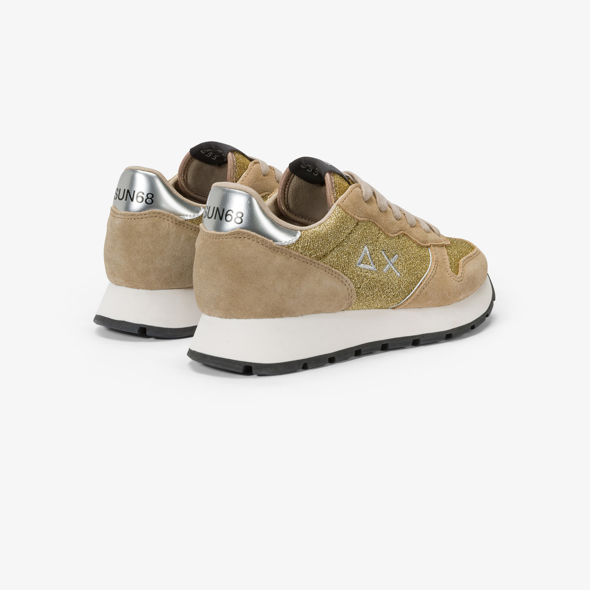 Ally Glitter suede and lurex sneaker GOLD