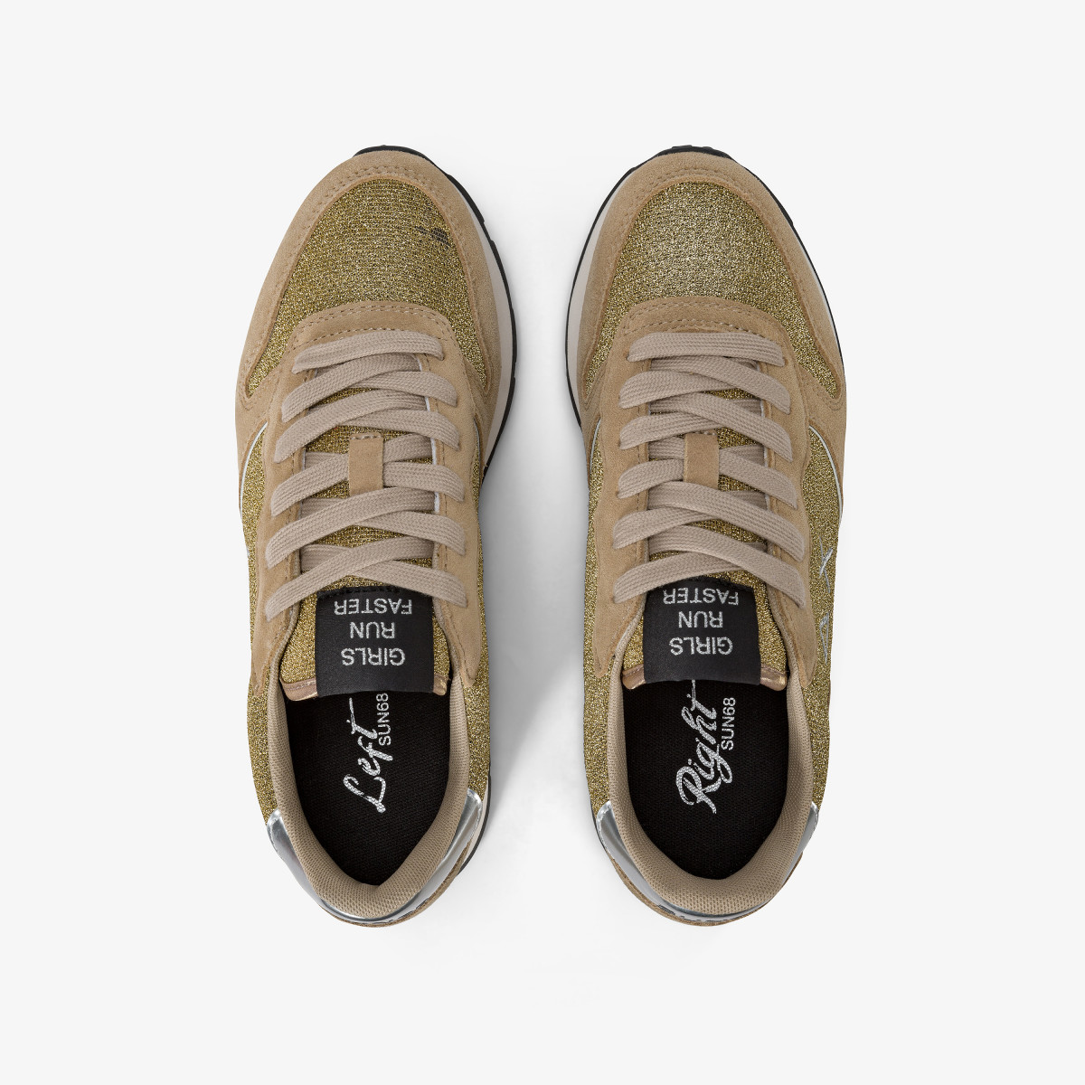 Ally Glitter suede and lurex sneaker GOLD