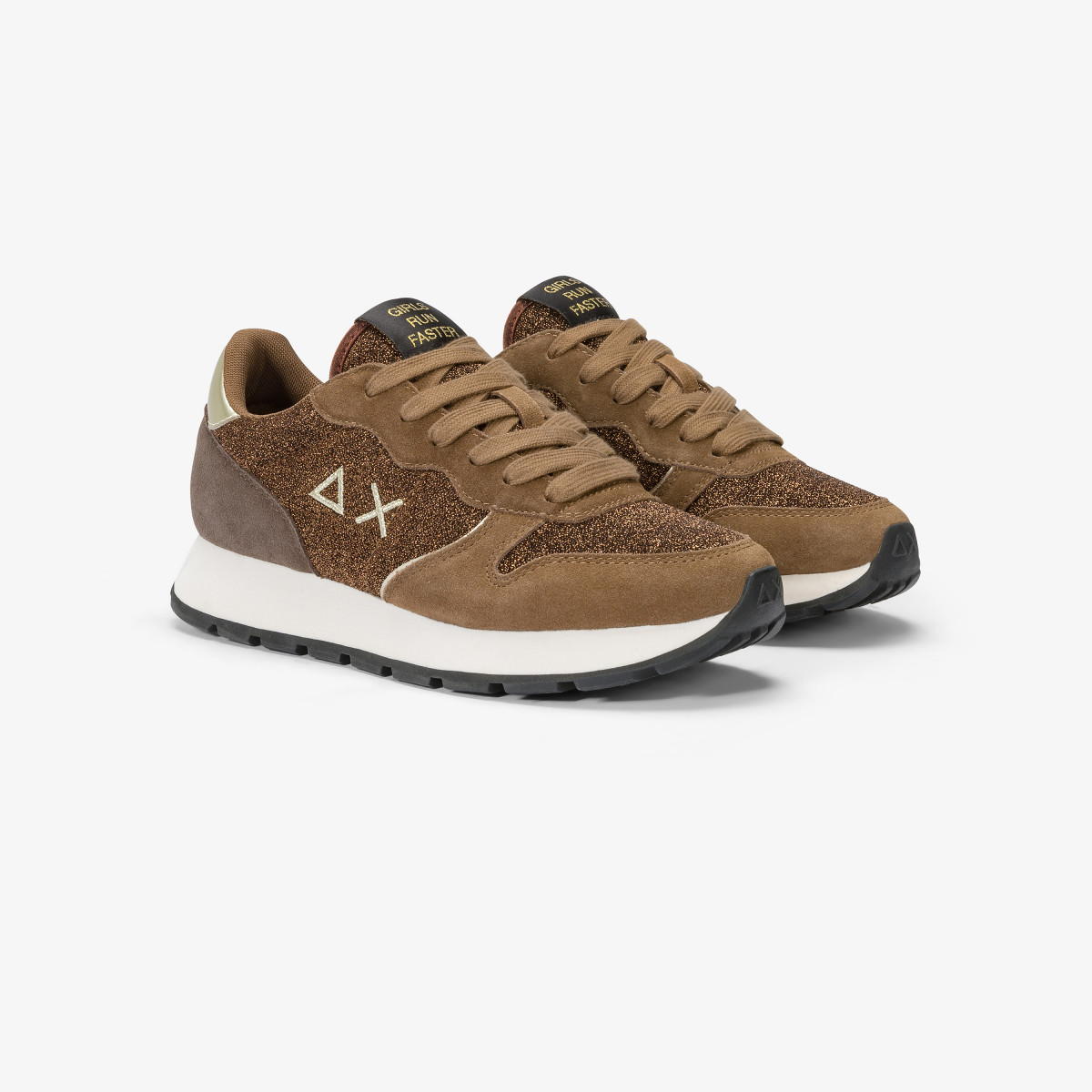 Sneaker Ally Glitter in suede e lurex VOLPE