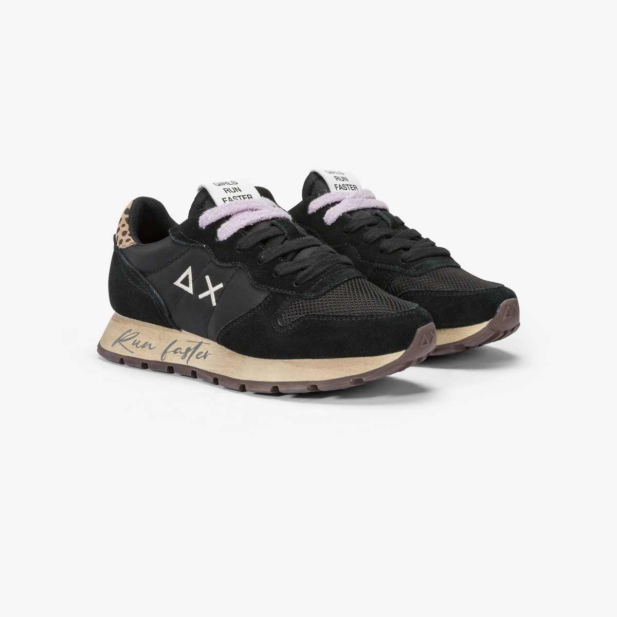 Sneaker Ally Vintage in suede e nylon NERO