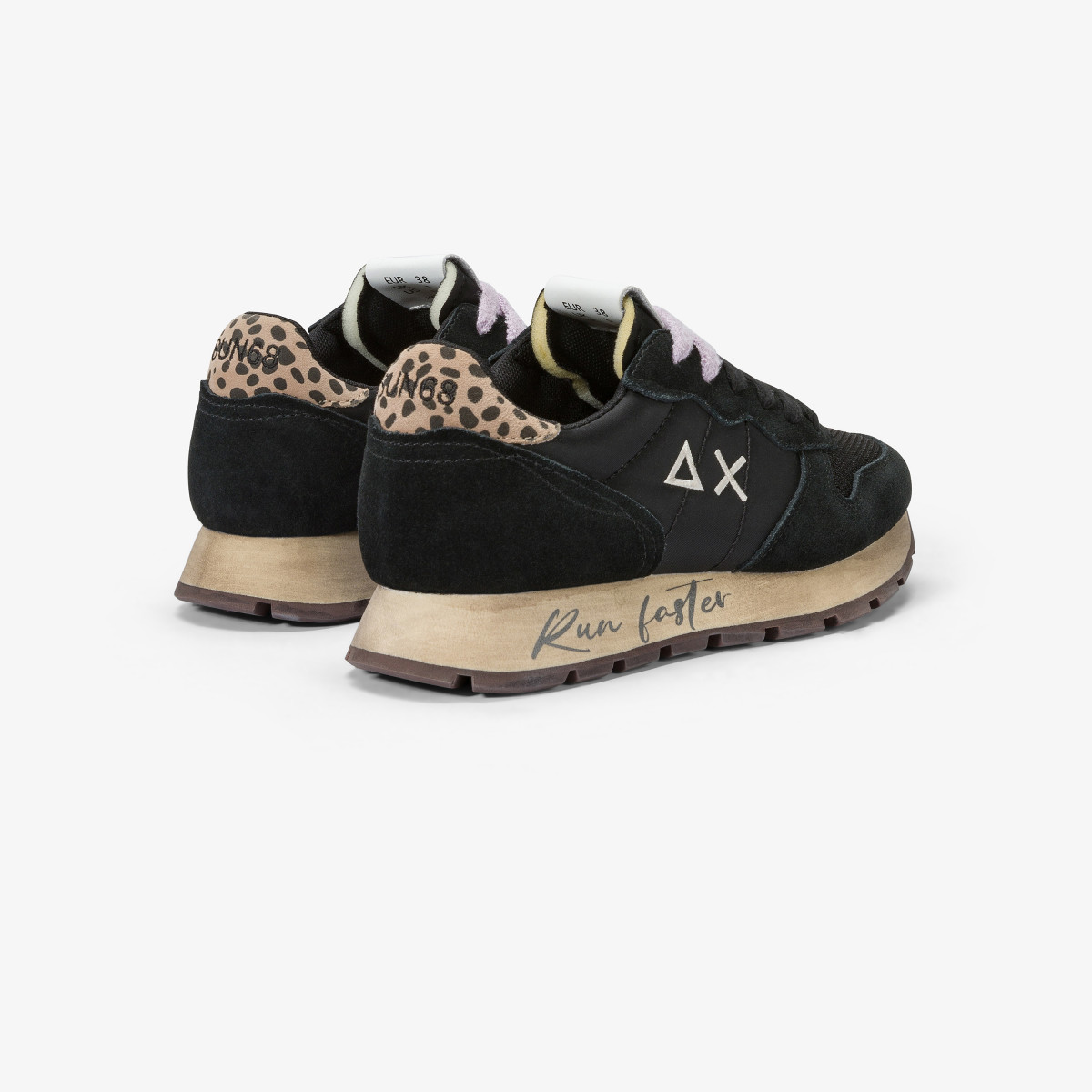 Sneaker Ally Vintage in suede e nylon NERO