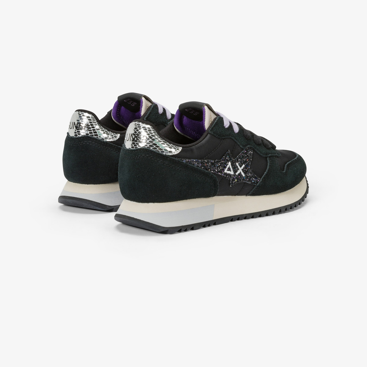 Sneaker Stargirl Glitter in suede e nylon NERO