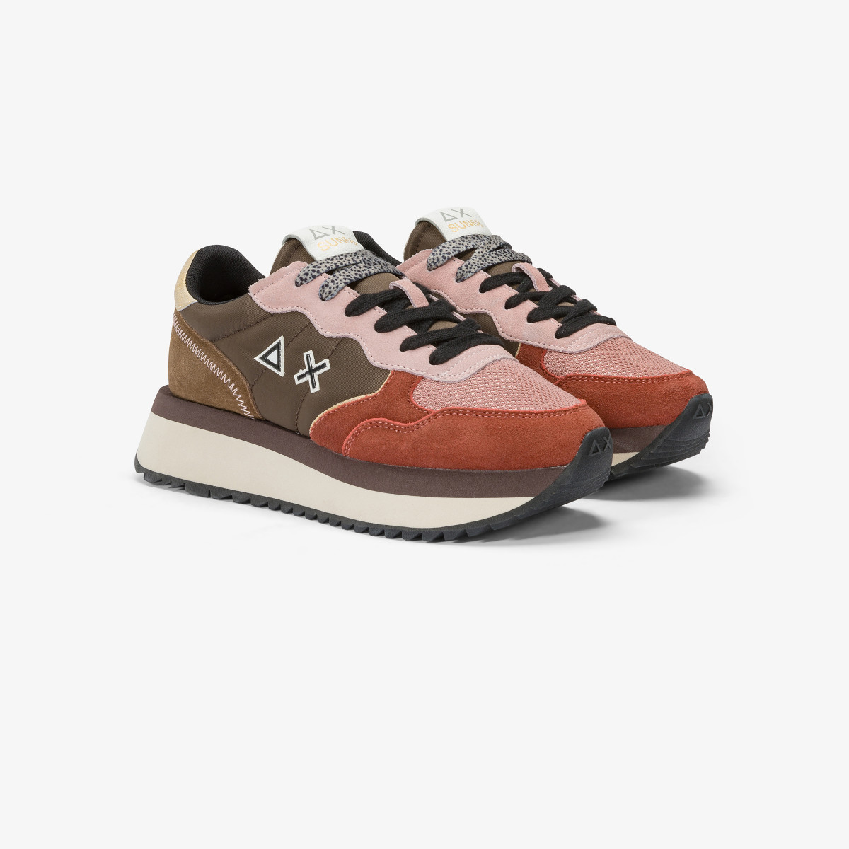 Sneaker Big Ally in nylon e suede RUST