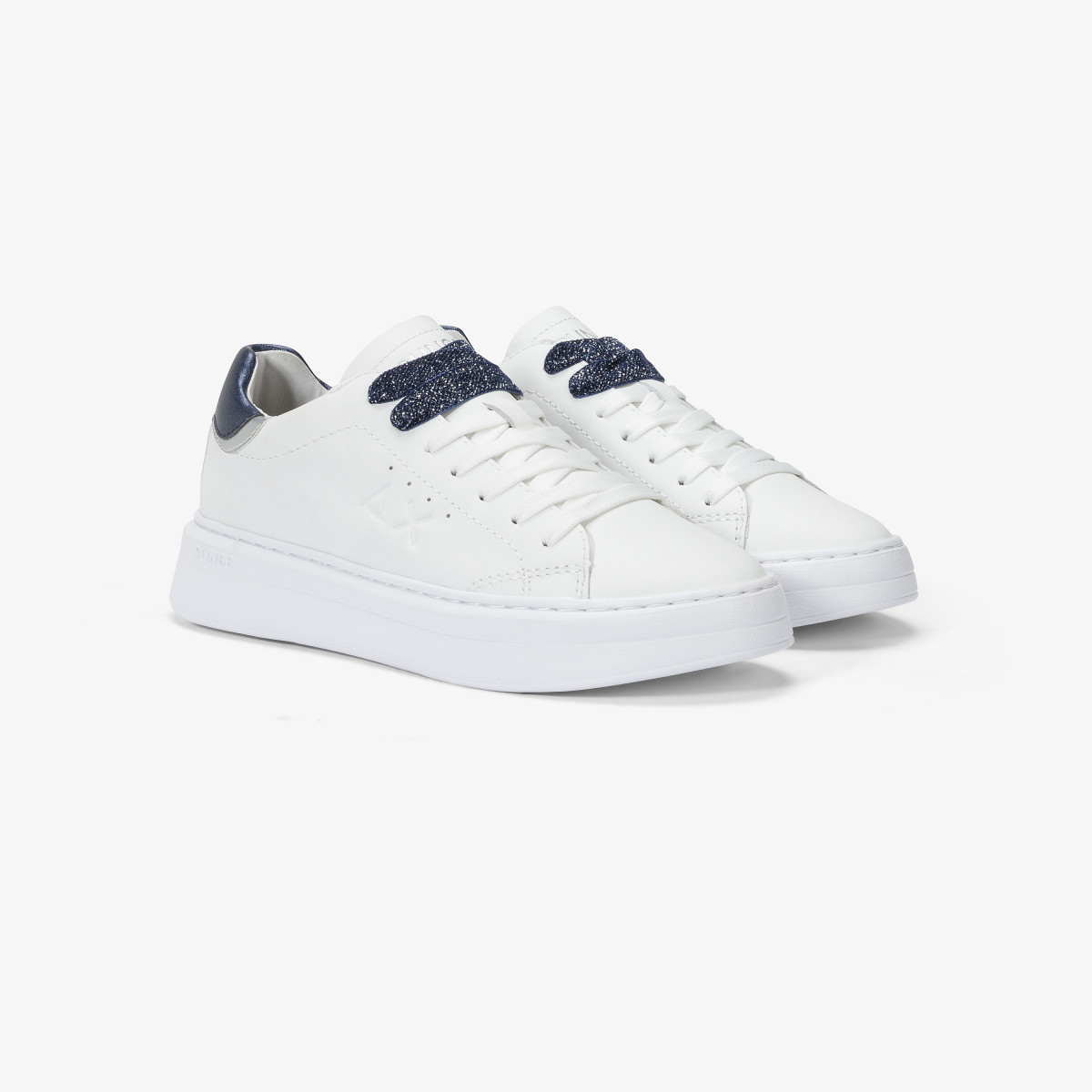 Grace leather sneaker WHITE/NAVY BLUE