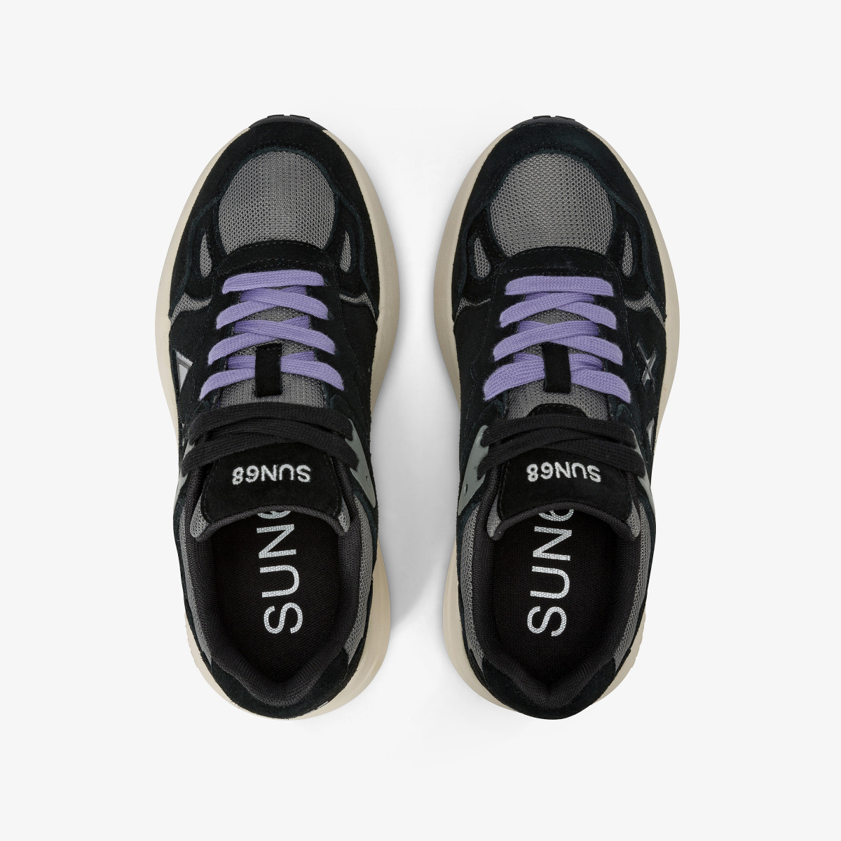 Venus suede and mesh sneaker BLACK