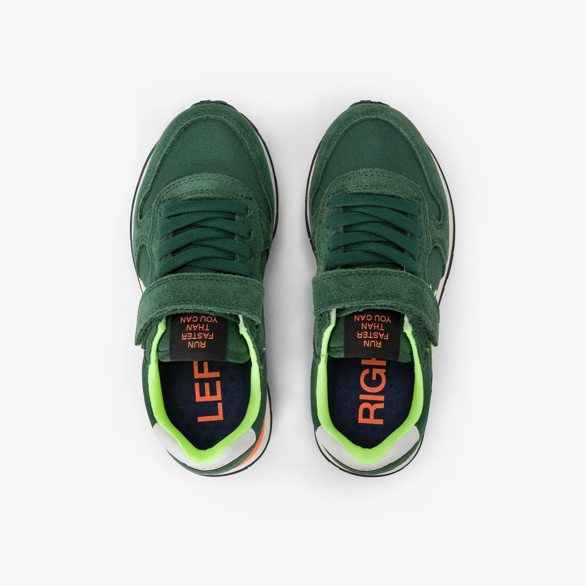 Sneaker Boy's Tom Fluo in nylon e suede VERDE SCURO