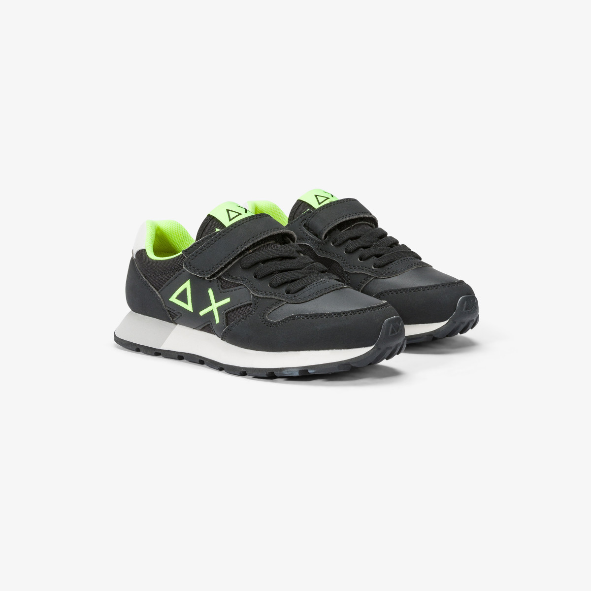 Sneaker Boy's Jaki Fluo in nylon e microfibra NERO