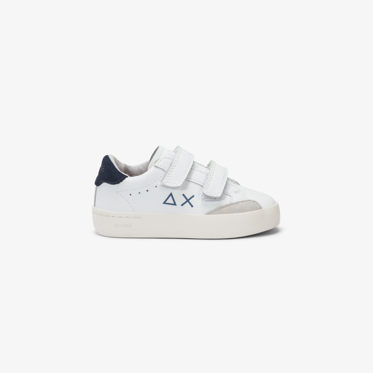 Sneaker Boy's Street in pelle BIANCO/NAVY BLUE