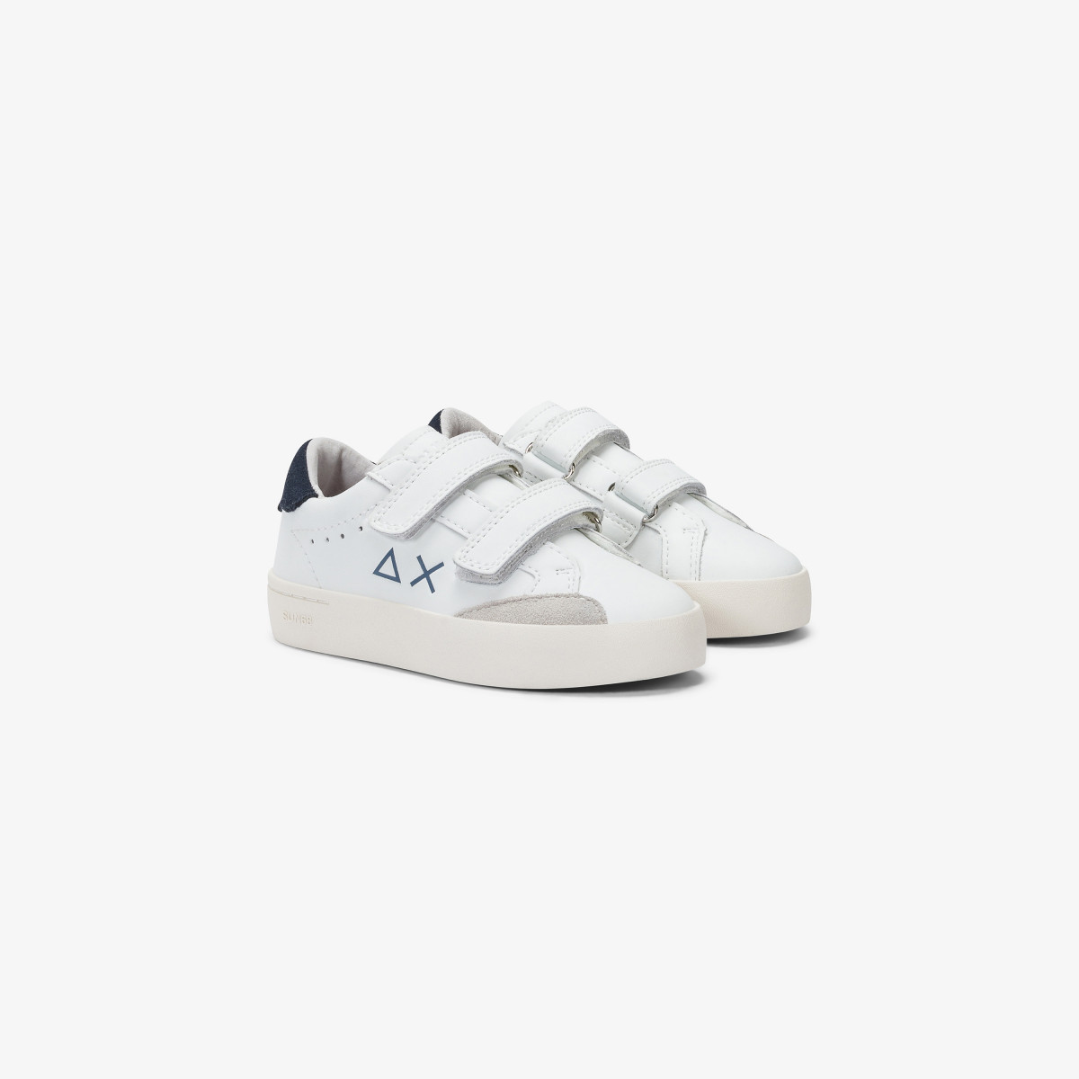 Sneaker Boy's Street in pelle BIANCO/NAVY BLUE