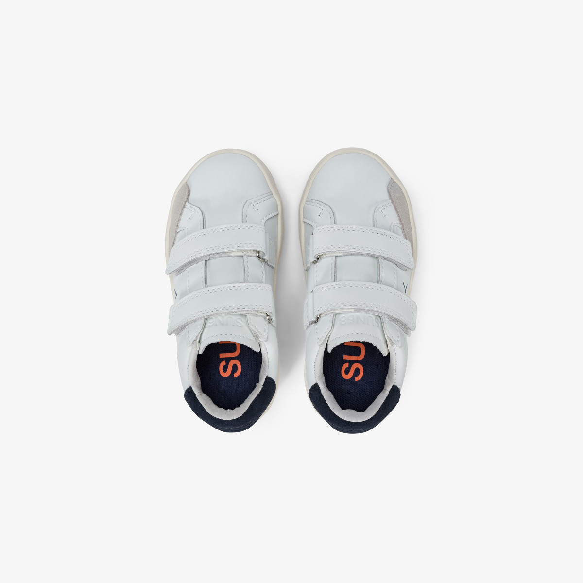 Sneaker Boy's Street in pelle BIANCO/NAVY BLUE