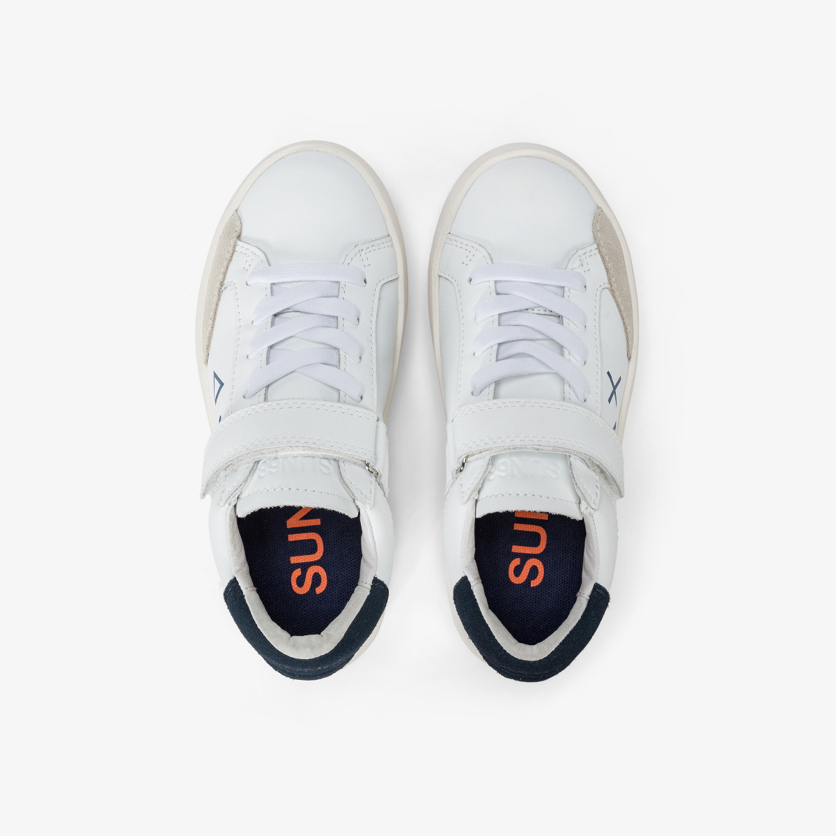 Sneaker Boy's Street in pelle BIANCO/NAVY BLUE