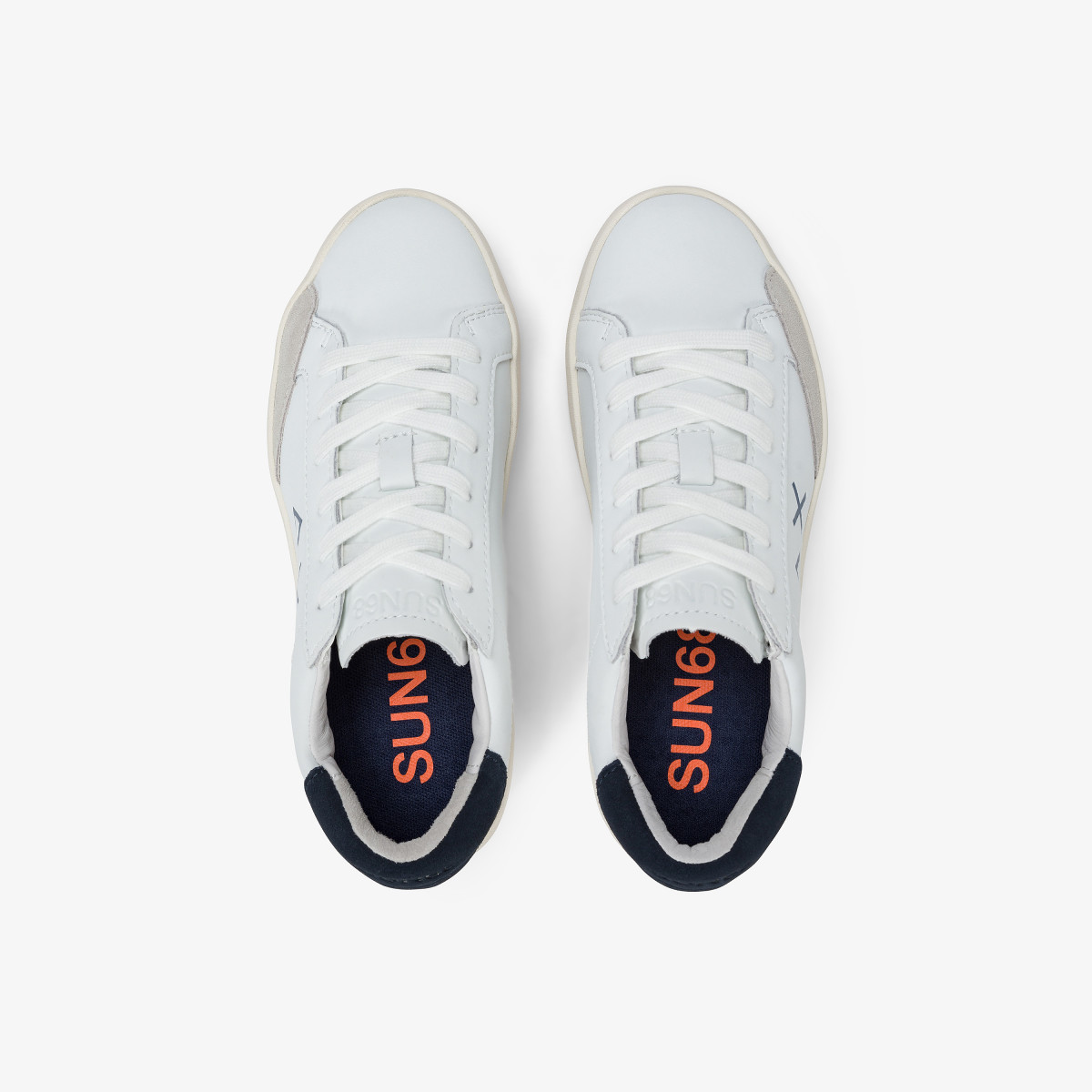 Sneaker Boy's Street in pelle BIANCO/NAVY BLUE