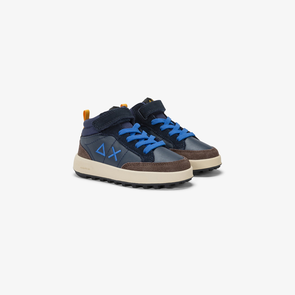 Sneaker Boy's Genius mid top in pelle e nylon NAVY BLUE