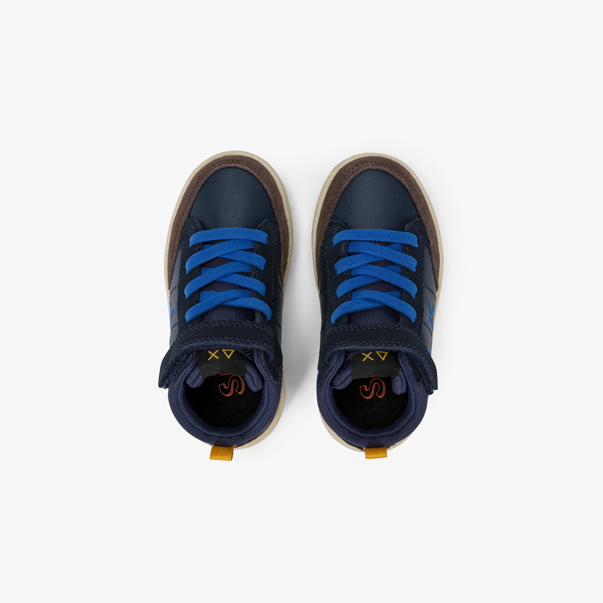 Sneaker Boy's Genius mid top in pelle e nylon NAVY BLUE