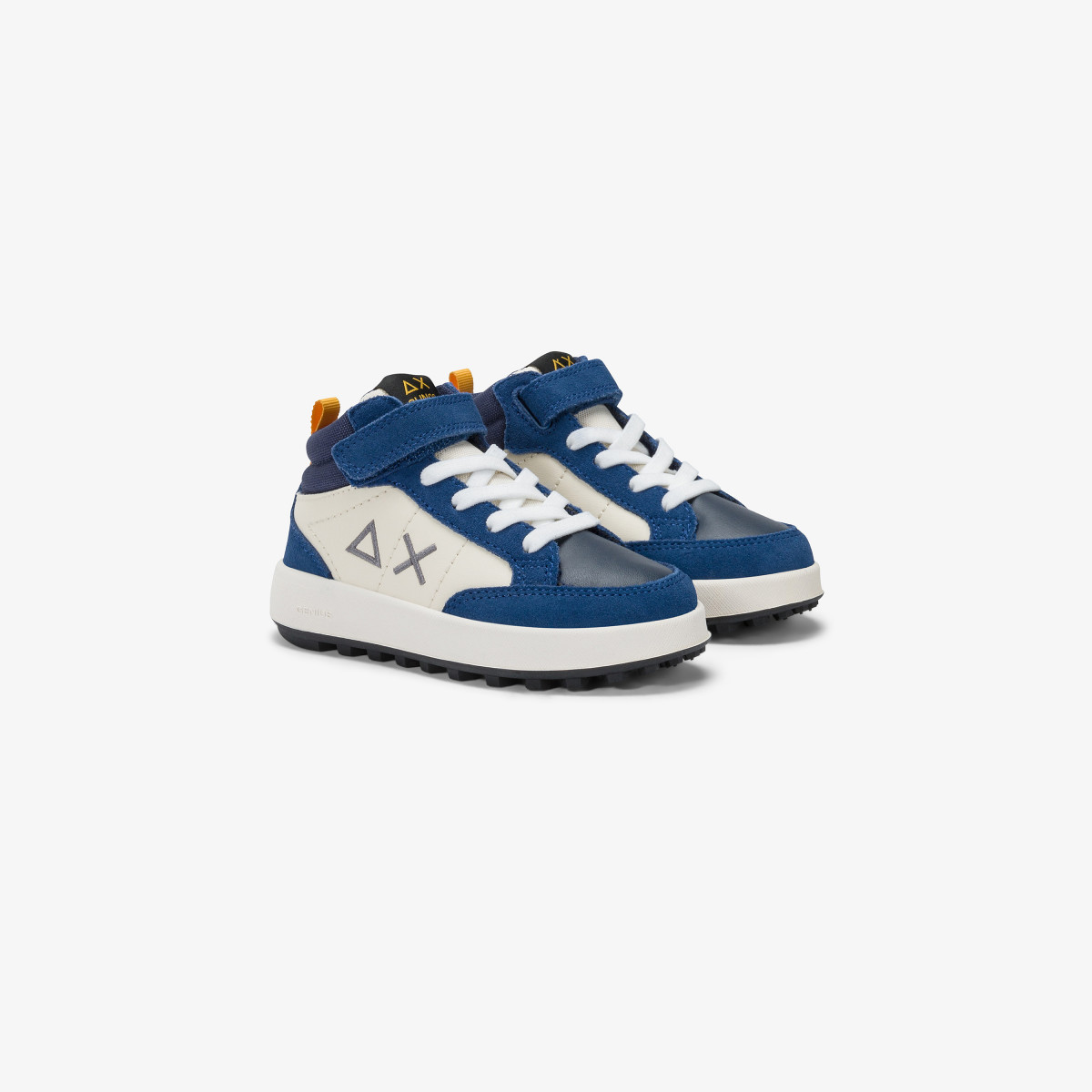 Boys’ Genius leather and nylon mid-top sneaker ROYAL