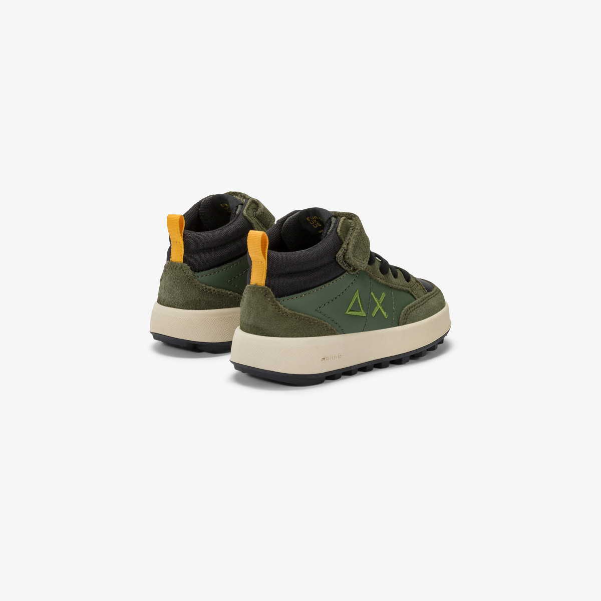 Boys’ Genius leather and nylon mid-top sneaker DARK MILITARY