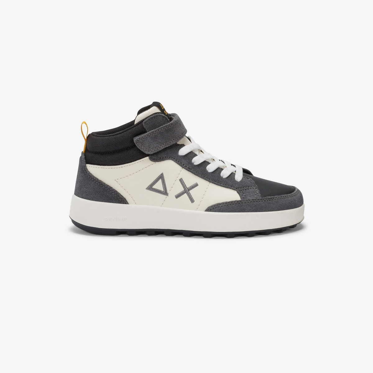 Boys’ Genius leather and nylon mid-top sneaker DARK GREY