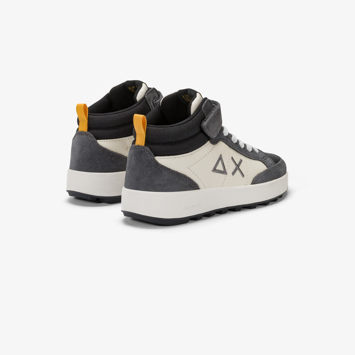 Boys’ Genius leather and nylon mid-top sneaker DARK GREY