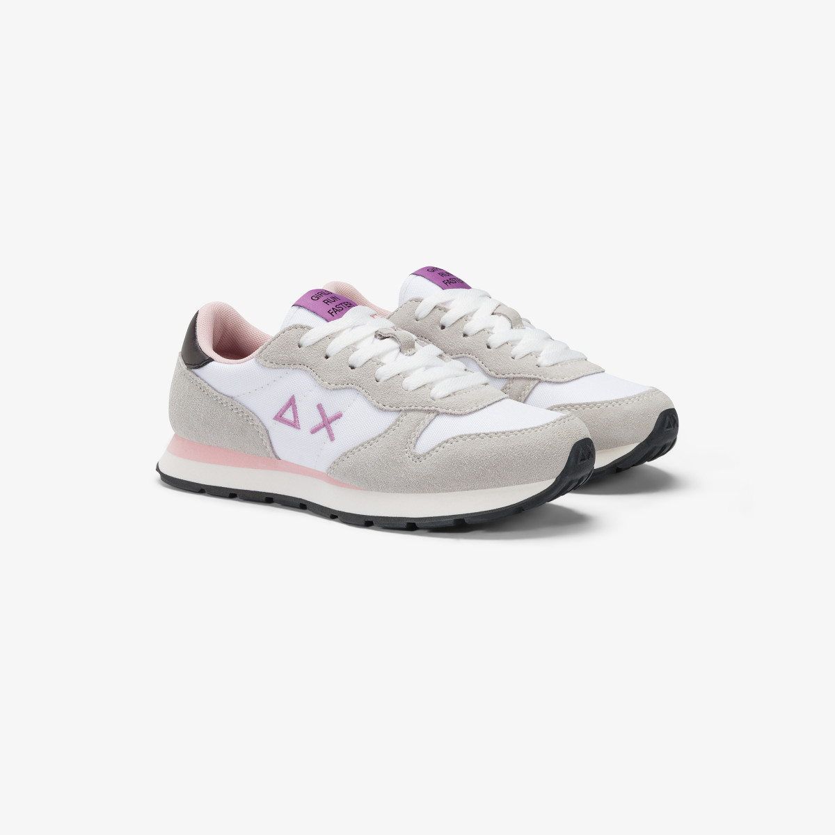 Sneaker Girl's Ally in nylon e suede BIANCO