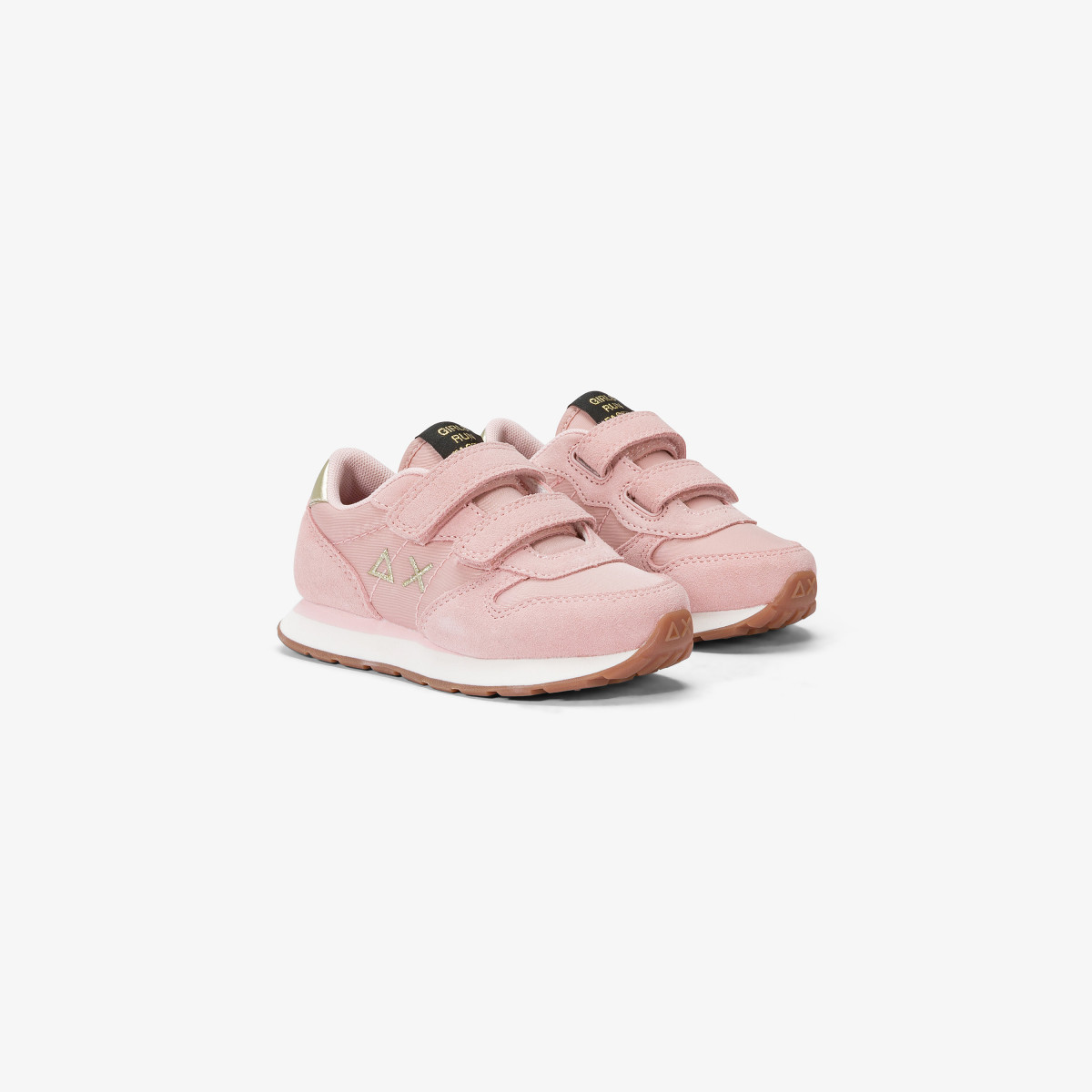 Girls’ Ally Gold nylon and suede sneaker PINK