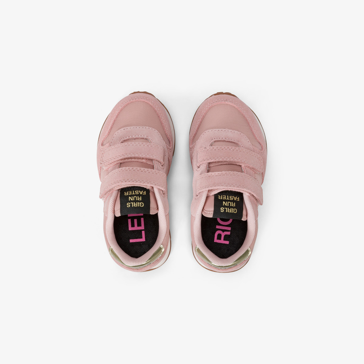 Girls’ Ally Gold nylon and suede sneaker PINK