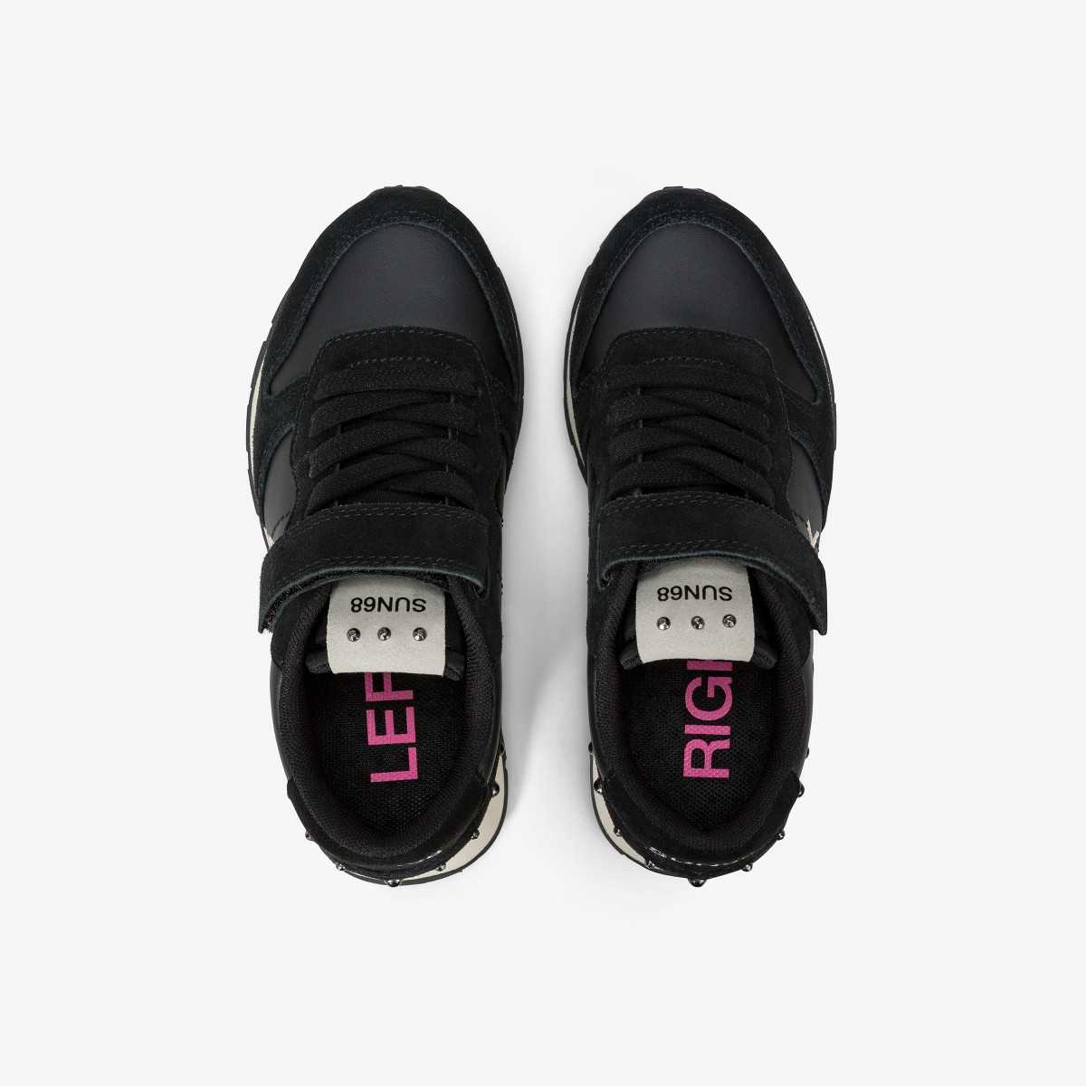 Sneaker Girl's Ally Studs in pelle e suede con borchie NERO