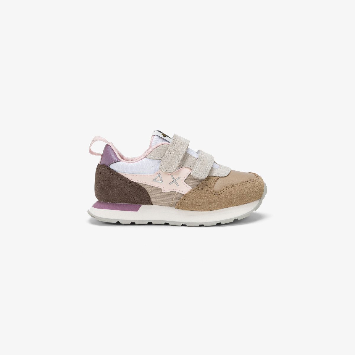 Girls’ Stargirl Multicolour nylon and suede sneaker DARK BEIGE