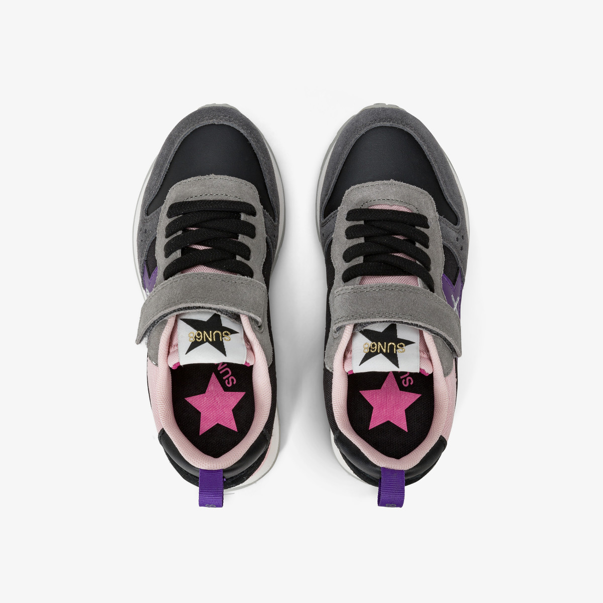 Sneaker Girl's Stargirl Multicolor in nylon e suede NERO