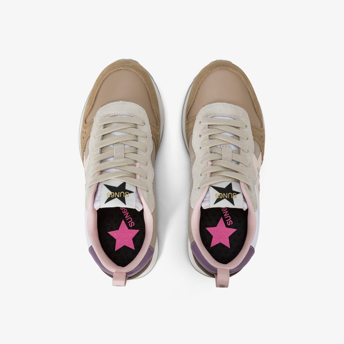 Sneaker Girl's Stargirl Multicolor in nylon e suede BEIGE SCURO