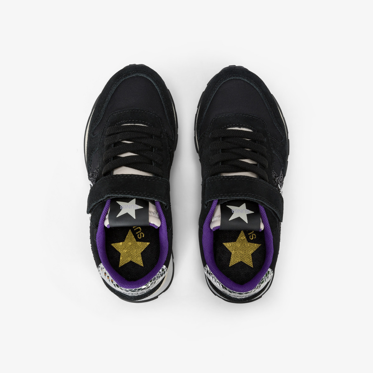 Girls’ Stargirl Glitter nylon and suede sneaker BLACK