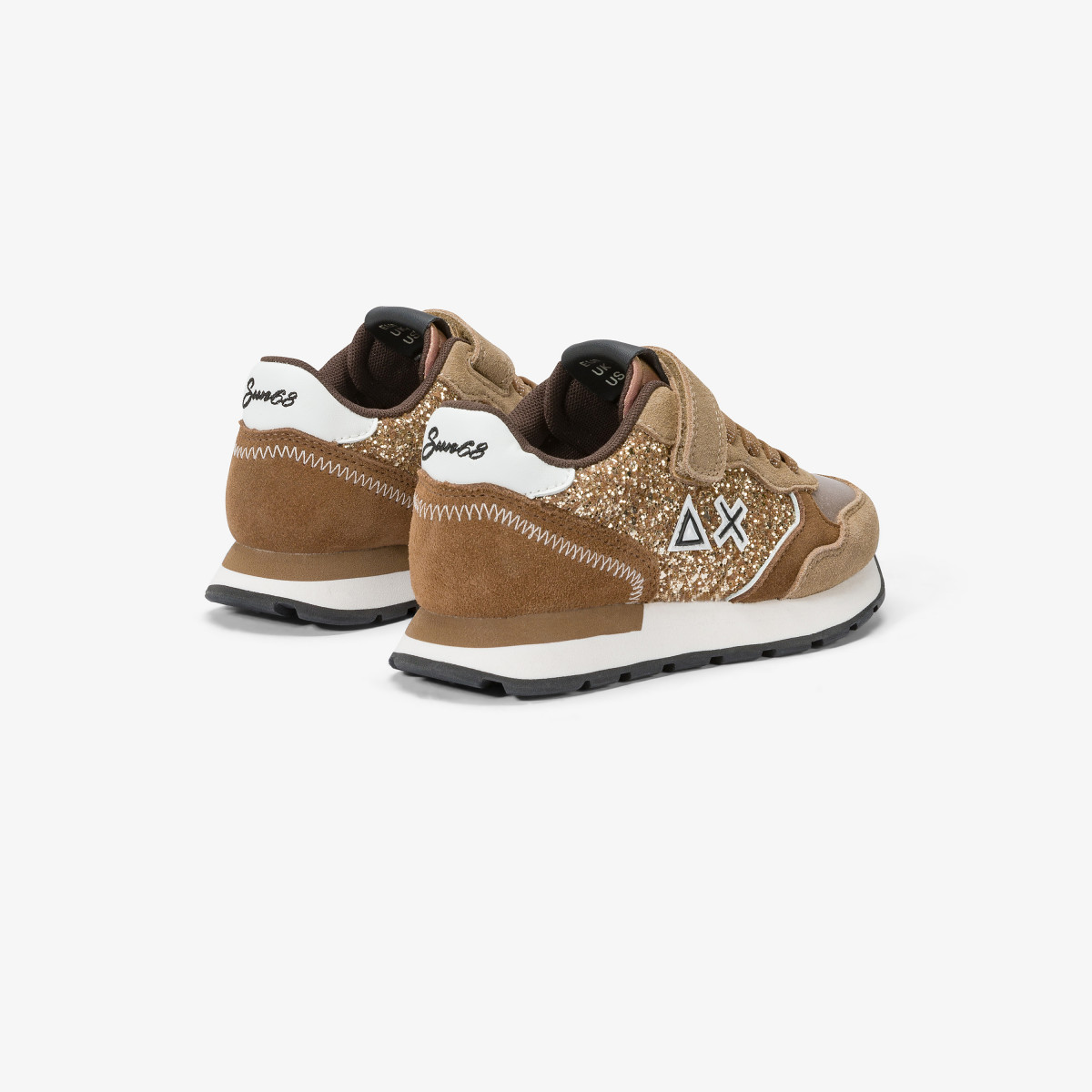 Girls’ Big Ally Glitter leather and suede sneaker GOLD