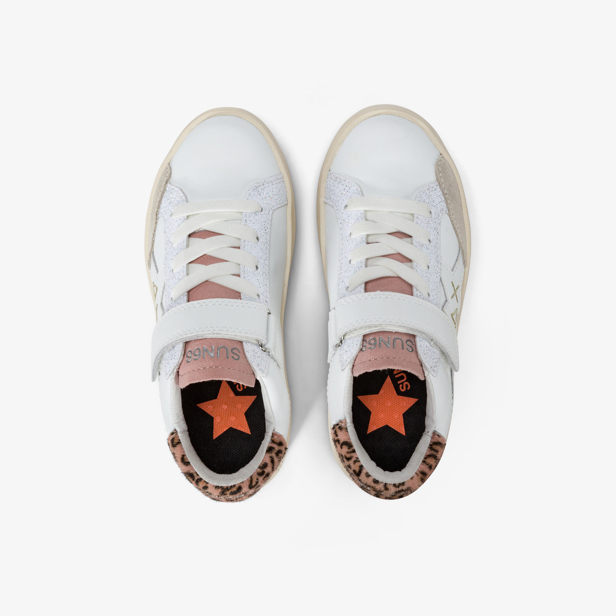 Sneaker Girl's Katy in pelle BIANCO/ROSA