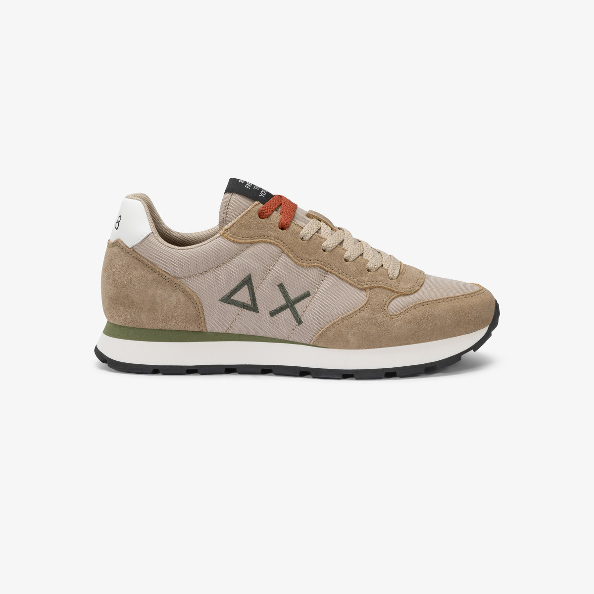 Dark beige Tom nylon and suede sneaker