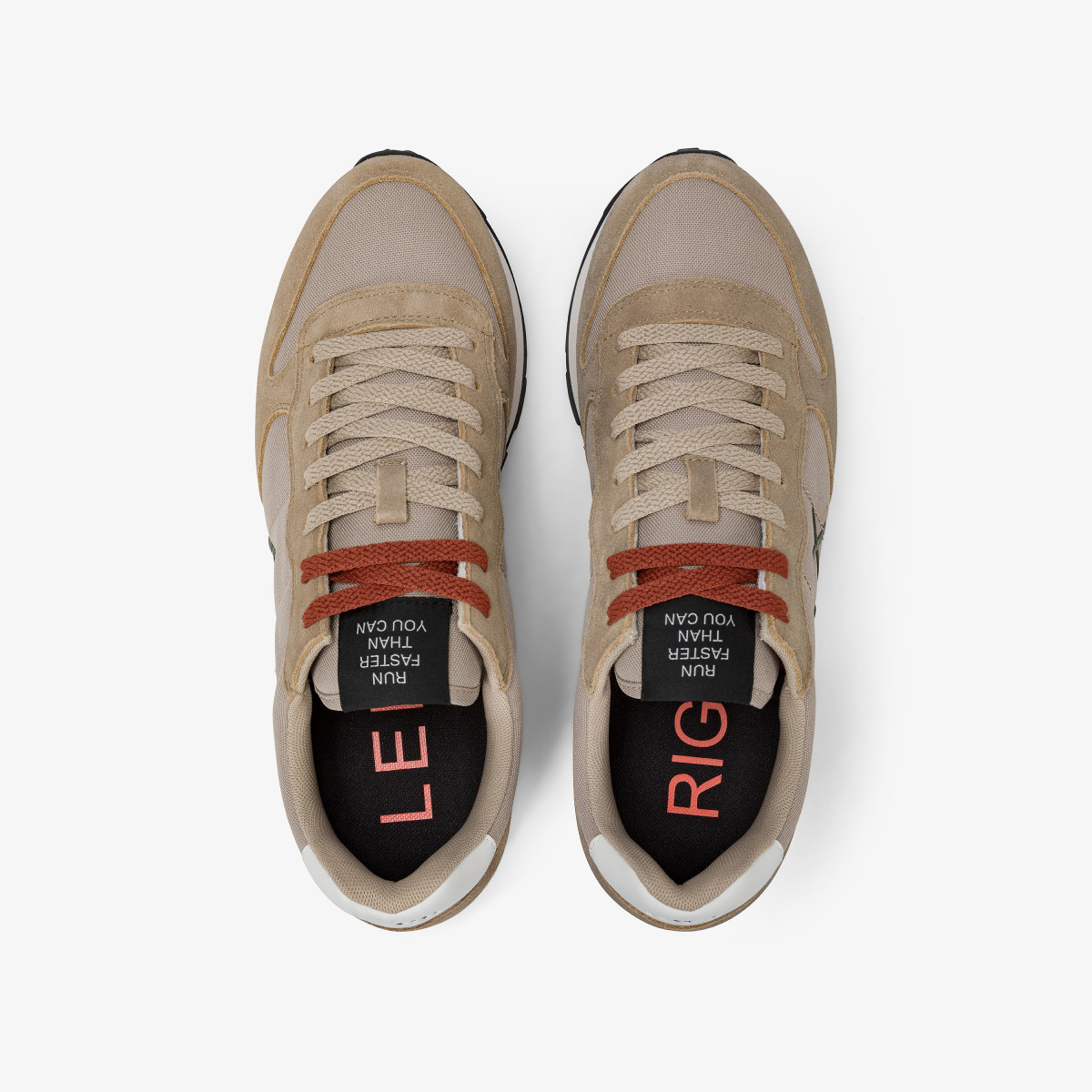 Dark beige Tom nylon and suede sneaker