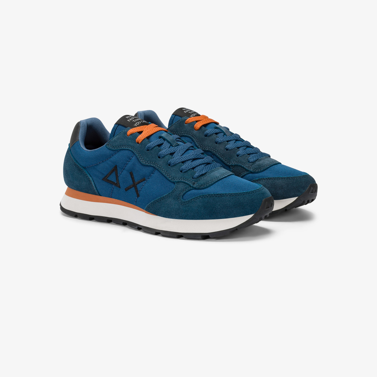 Petrol Tom nylon and suede sneaker