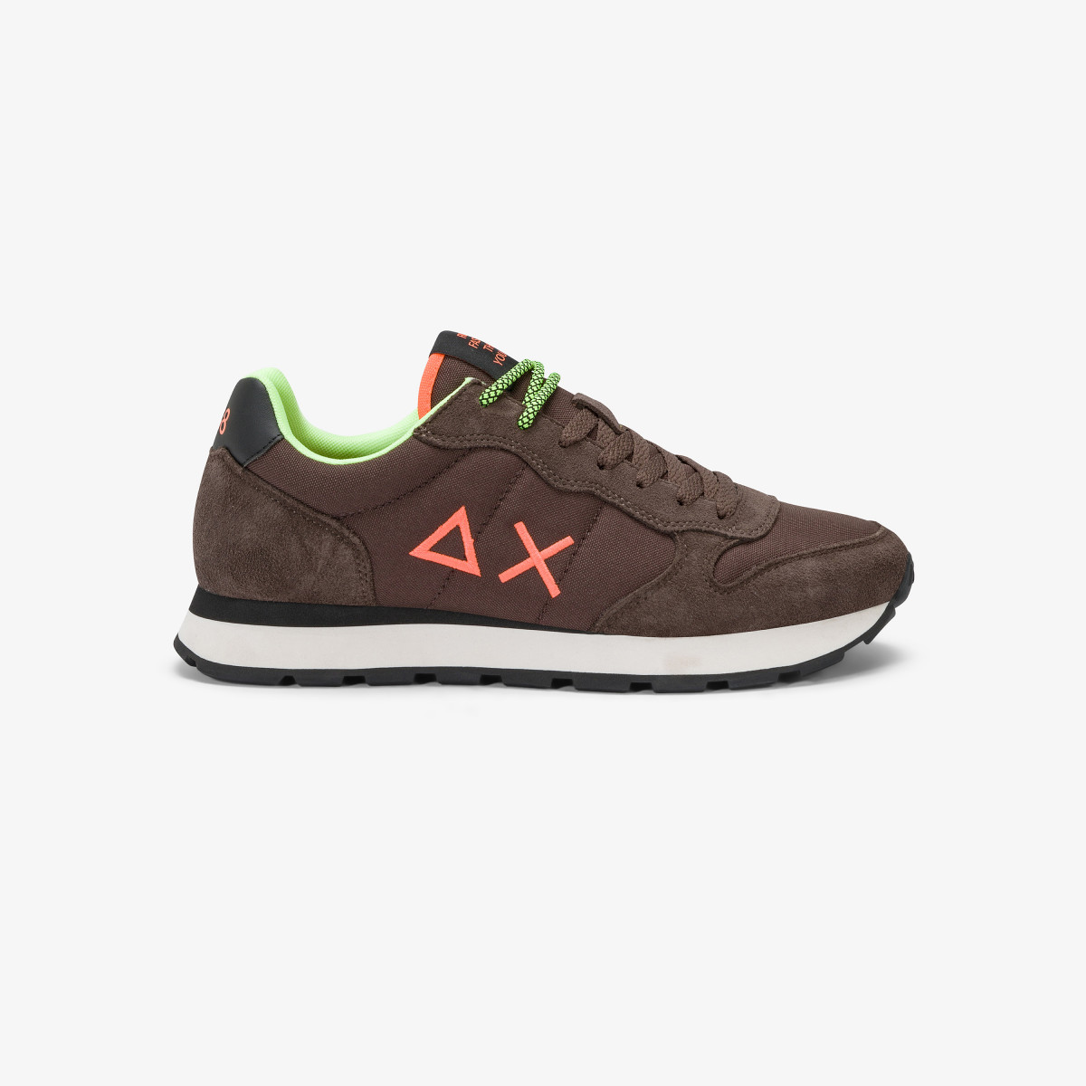 Brown Tom sneaker with fluorescent logo