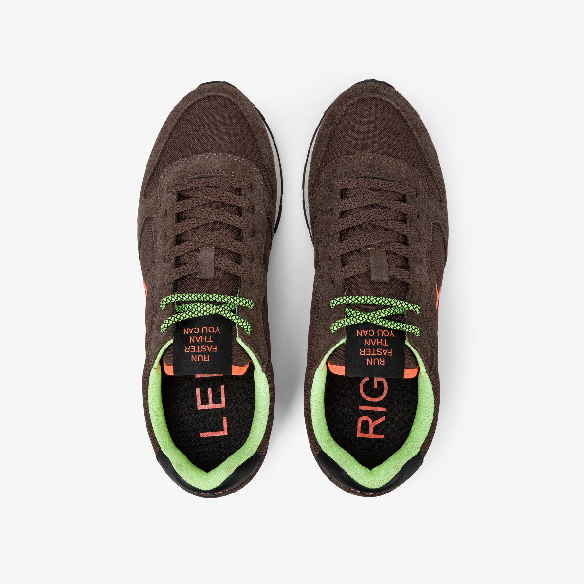 Brown Tom sneaker with fluorescent logo