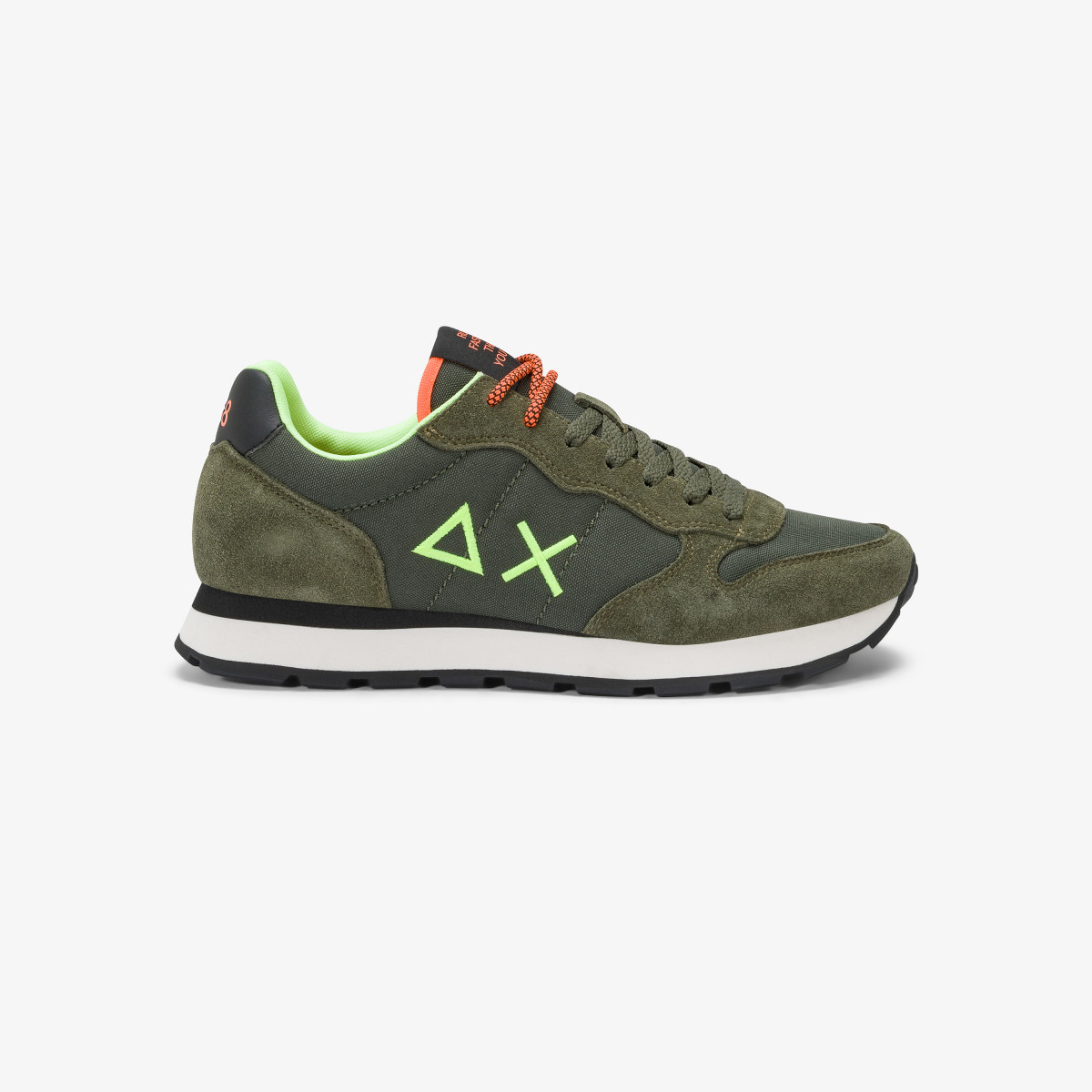 Dark military Tom sneaker with fluorescent logo