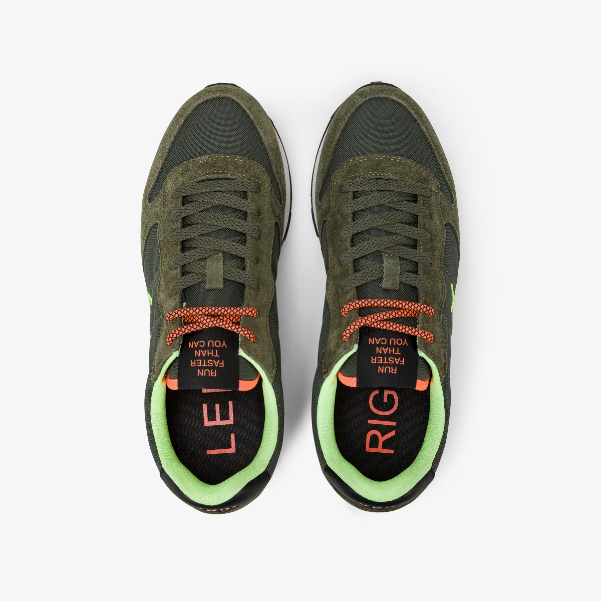 Dark military Tom sneaker with fluorescent logo