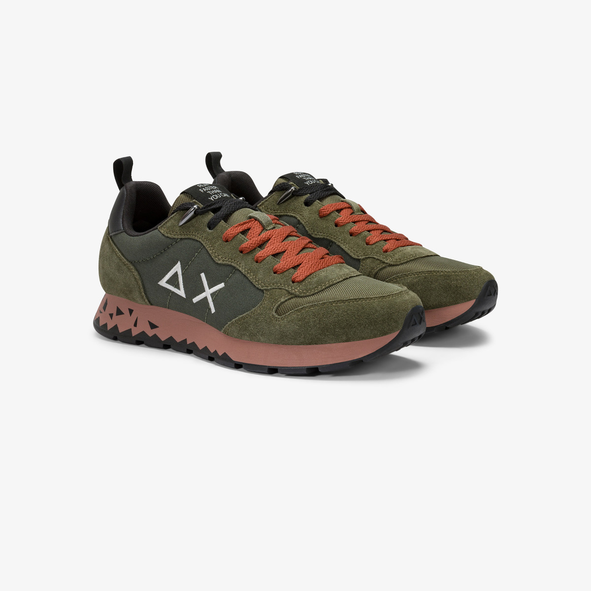 Dark military Tom Snake nylon and suede sneaker