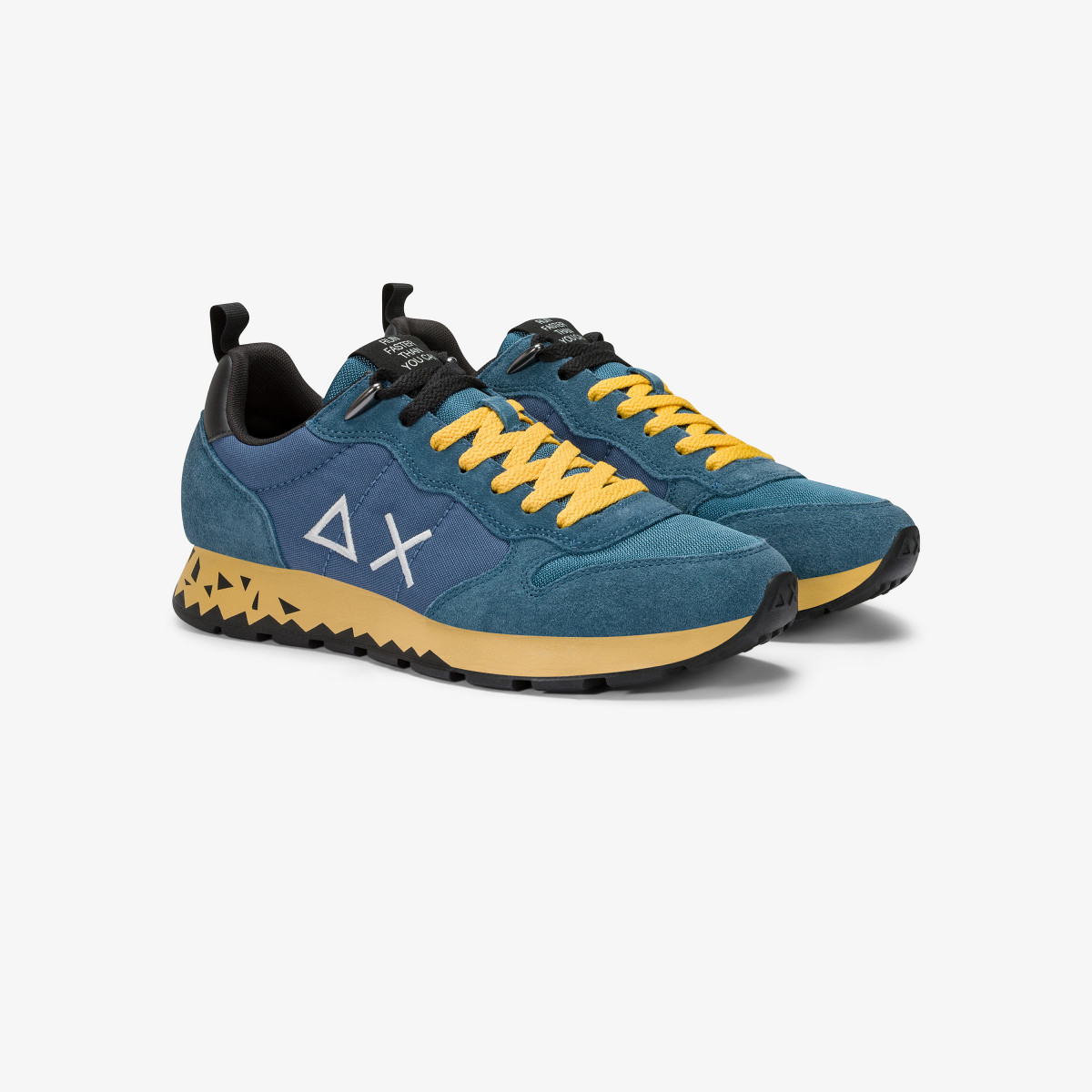Sneaker Tom Snake in nylon e suede avio scuro